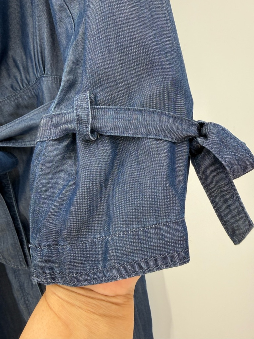 Banana Republic Chambray Denim Trench Coat Dress Belted Blue Lightweight Jacket - Picture 11 of 15